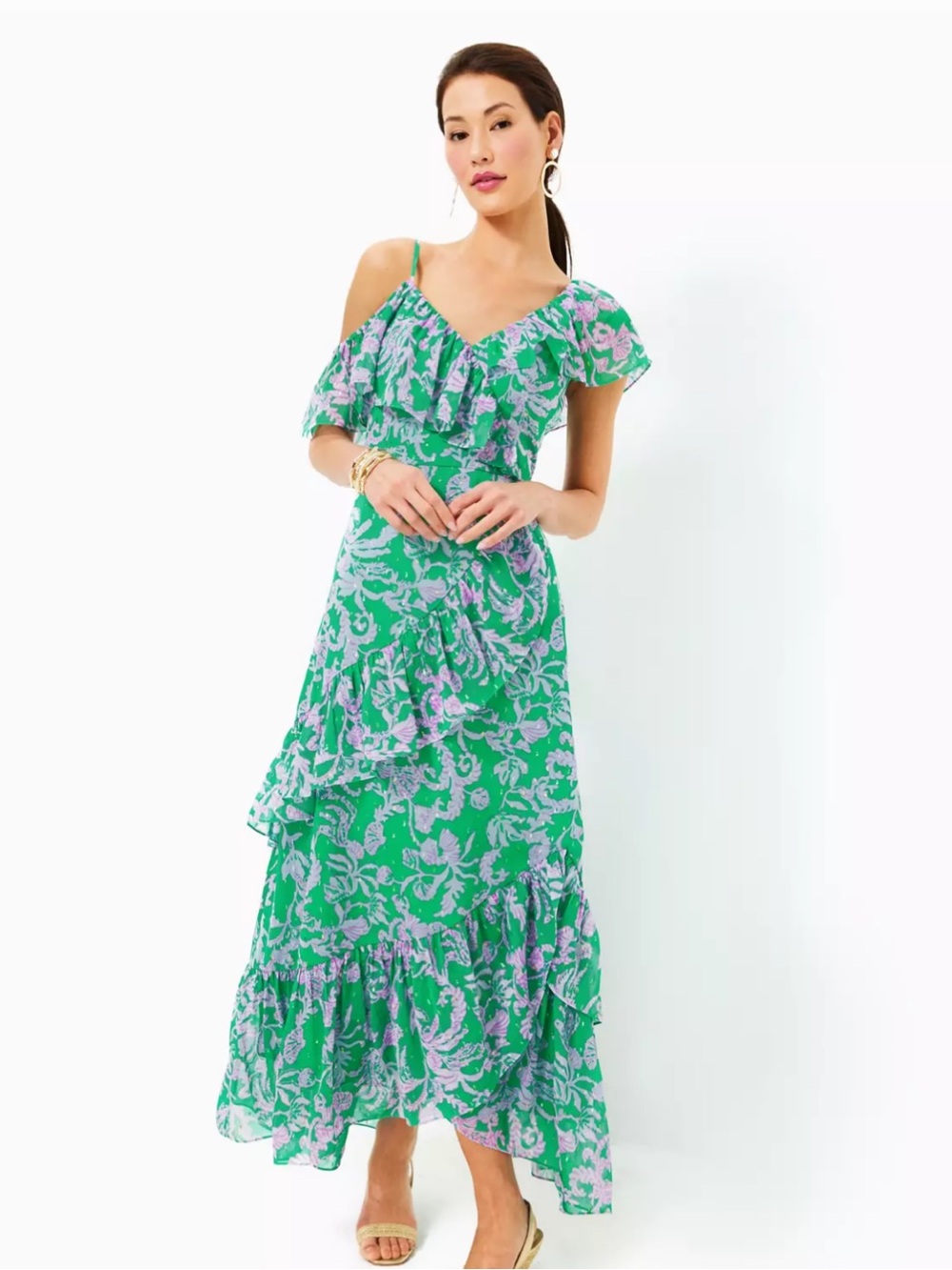 Lilly Pulitzer Rosalynn Maxi Dress - Brazilian Green Salty Sandbar - Size 10
